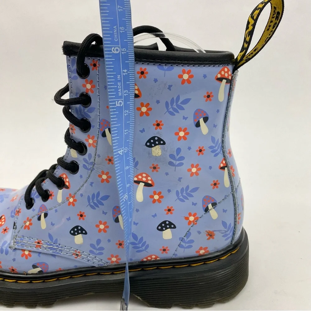 Martens 1460 Junior Patent Woodland boots in Zen Blue